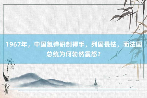 1967年，中国氢弹研制得手，列国畏怯，而法国总统为何勃然震怒？