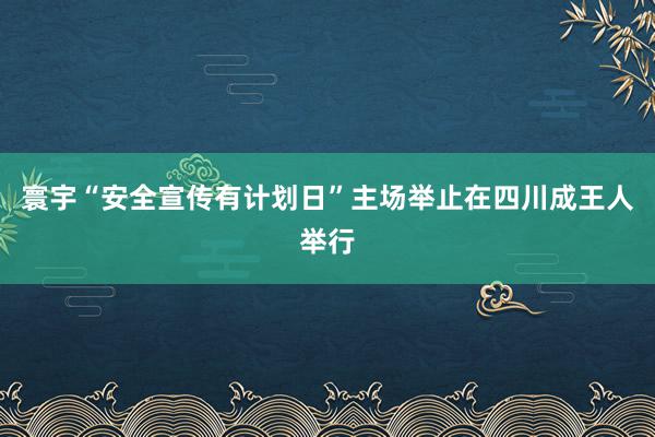 寰宇“安全宣传有计划日”主场举止在四川成王人举行