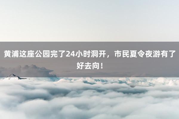 黄浦这座公园完了24小时洞开，市民夏令夜游有了好去向！