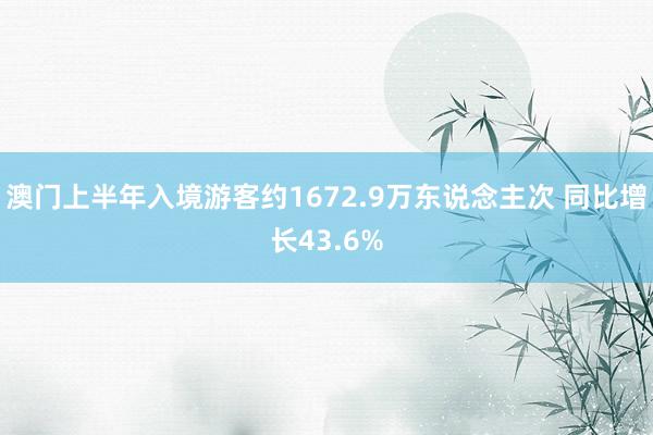 澳门上半年入境游客约1672.9万东说念主次 同比增长43.6%