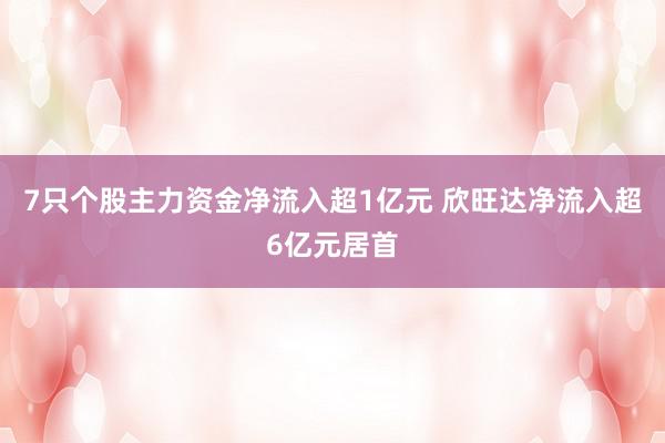 7只个股主力资金净流入超1亿元 欣旺达净流入超6亿元居首