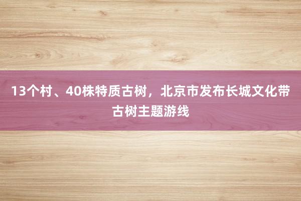 13个村、40株特质古树，北京市发布长城文化带古树主题游线